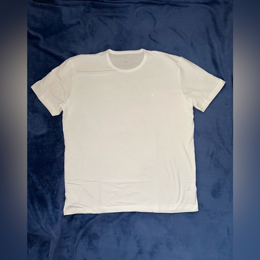 Tesla logo plain white tee